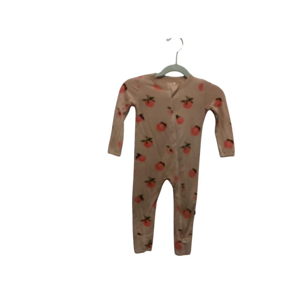 Kyte Baby Zipper Romper Kids 12-18 Months Peach Pink Bamboo Fruit Print Pajamas
